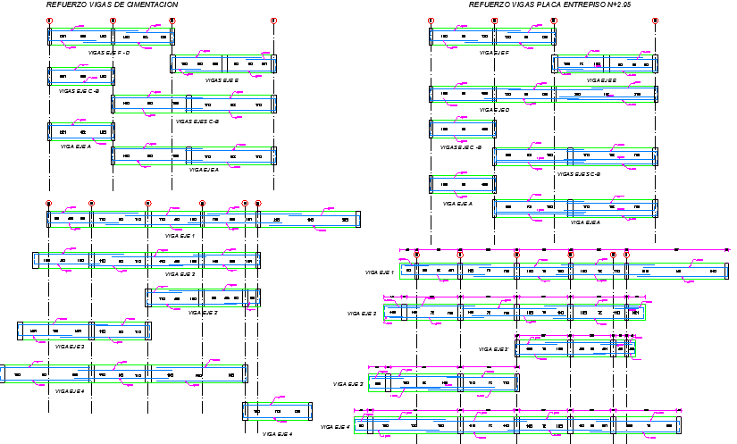 Beam details of single family house project dwg file