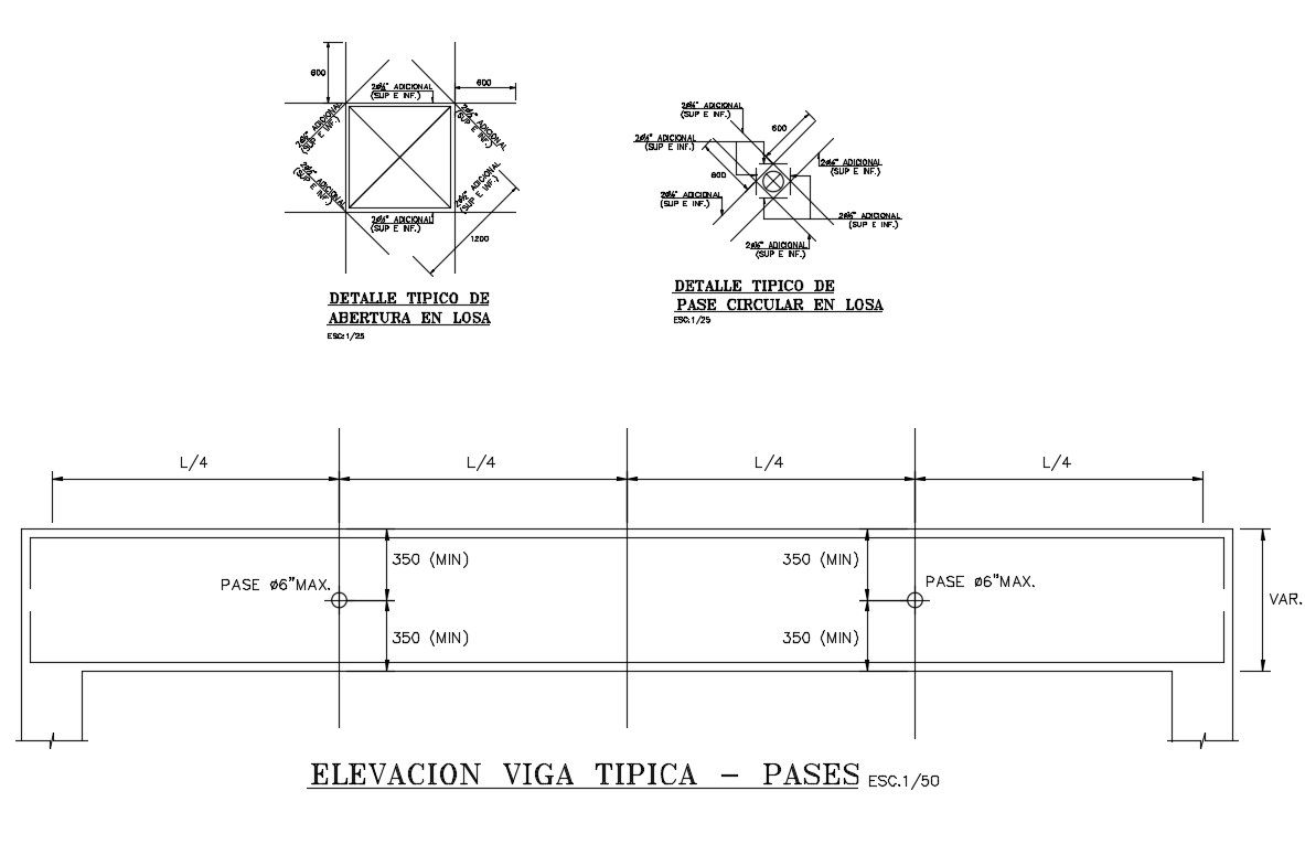 Beam elevation and constructive structure details dwg file