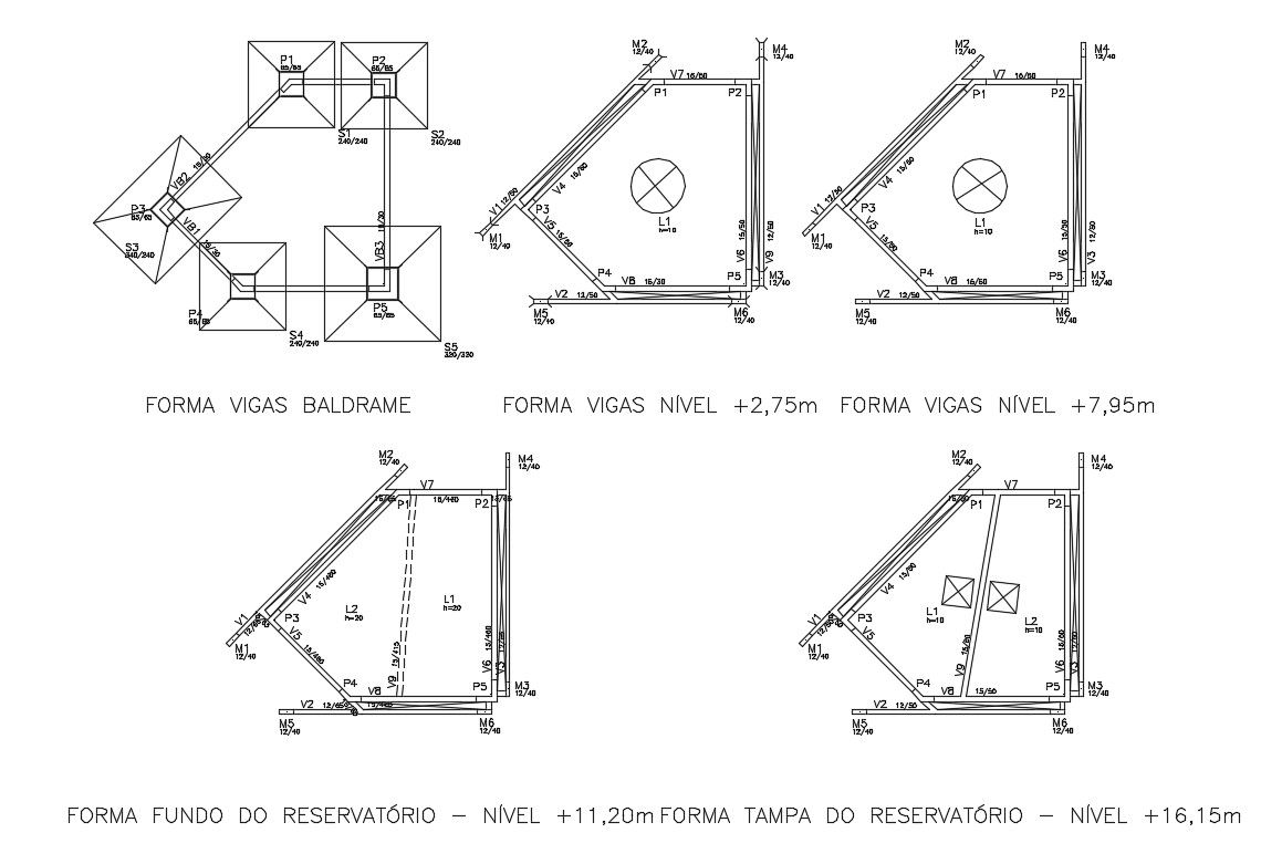 Beam formation, foundation and structure details dwg file