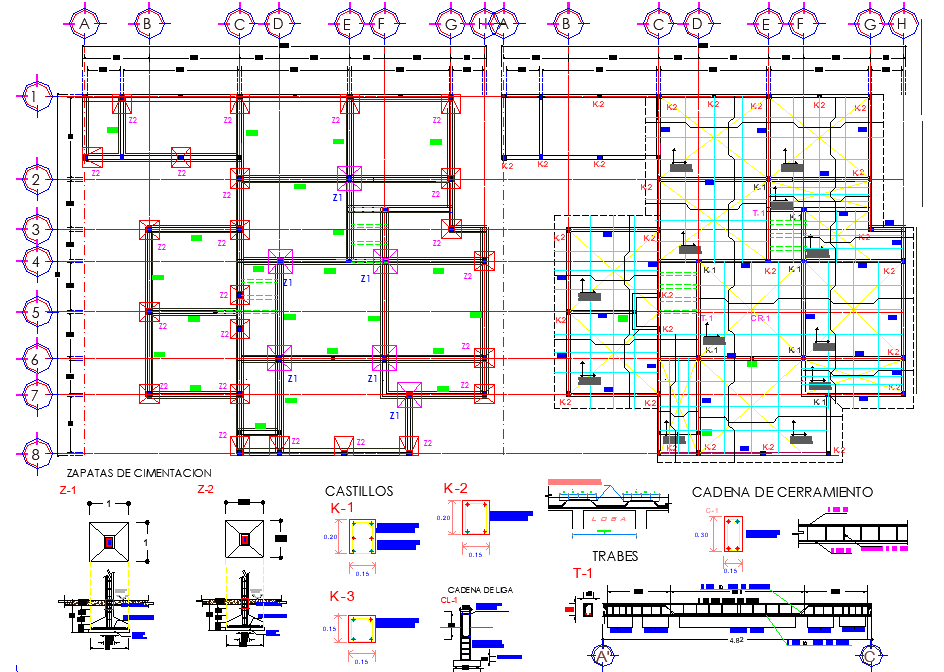 Beam plan and foundation plan detail dwg file