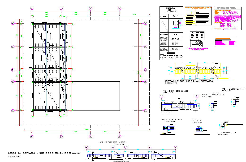 Beam plan and section autocad file