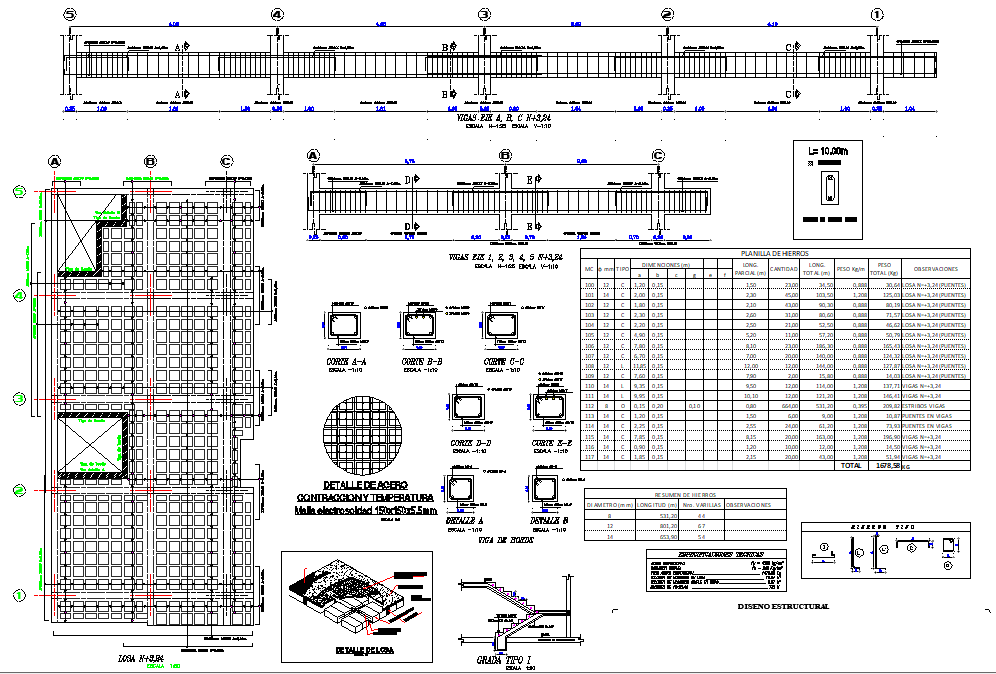 Beam plan and section detail autocad file