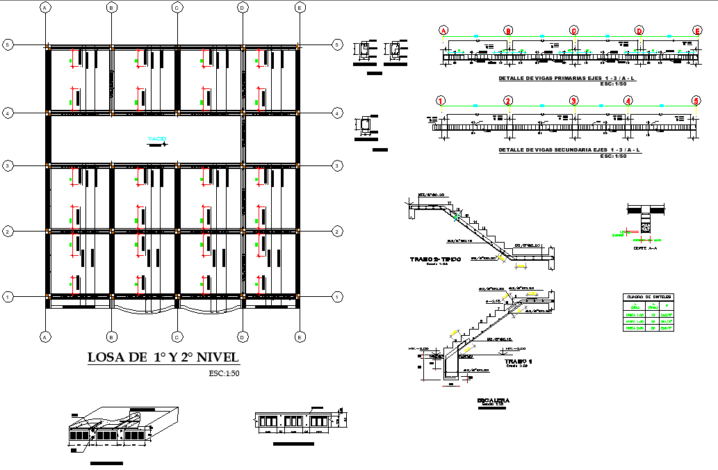 Beam plan and section detail autocad file