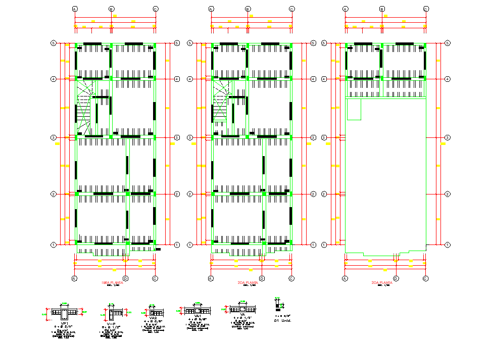 Beam plan and section detail autocad file