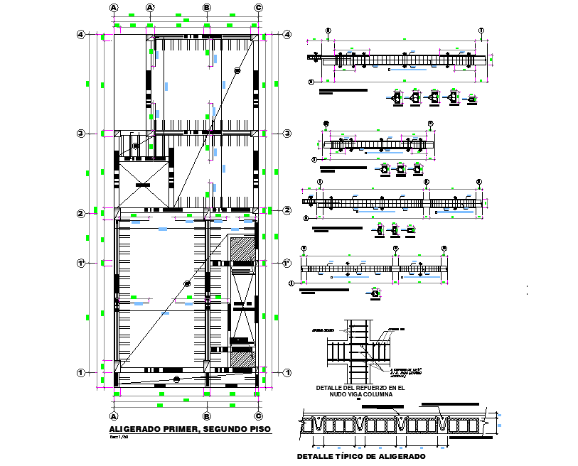 Beam plan and section detail autocad file