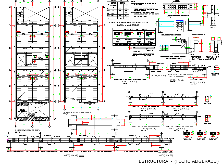 Beam plan and section detail dwg file