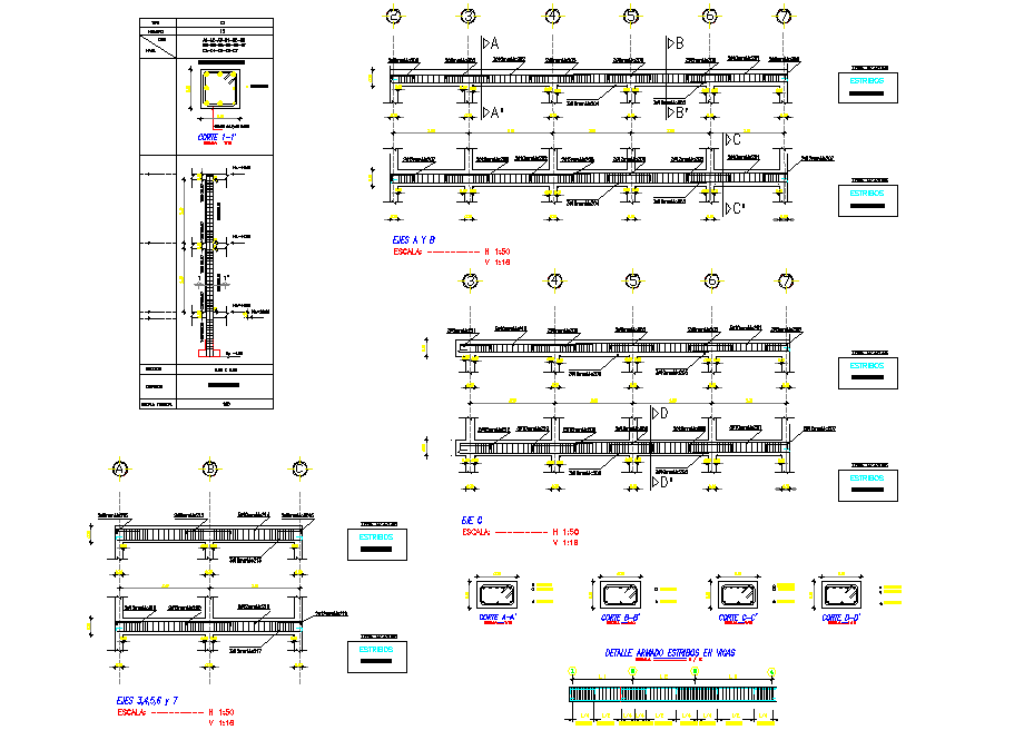Beam plan and section detail dwg file