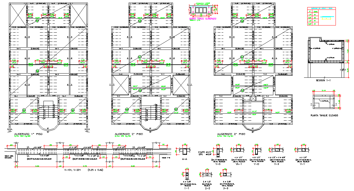 Beam plan and section dwg file