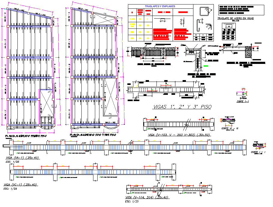 Beam plan and section plan detail dwg file