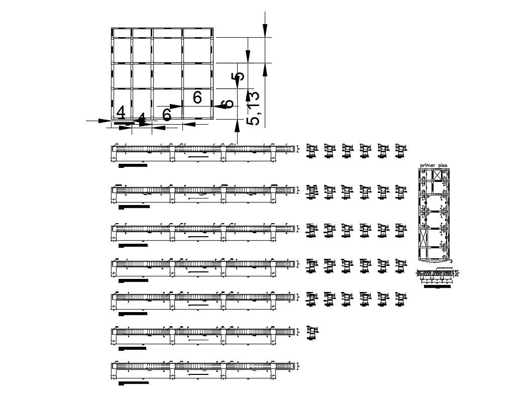 Beam schedule and construction details of house dwg file