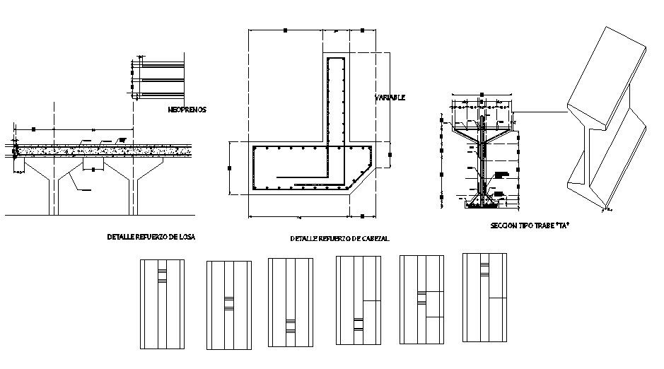Beam section and construction cad drawing details dwg file