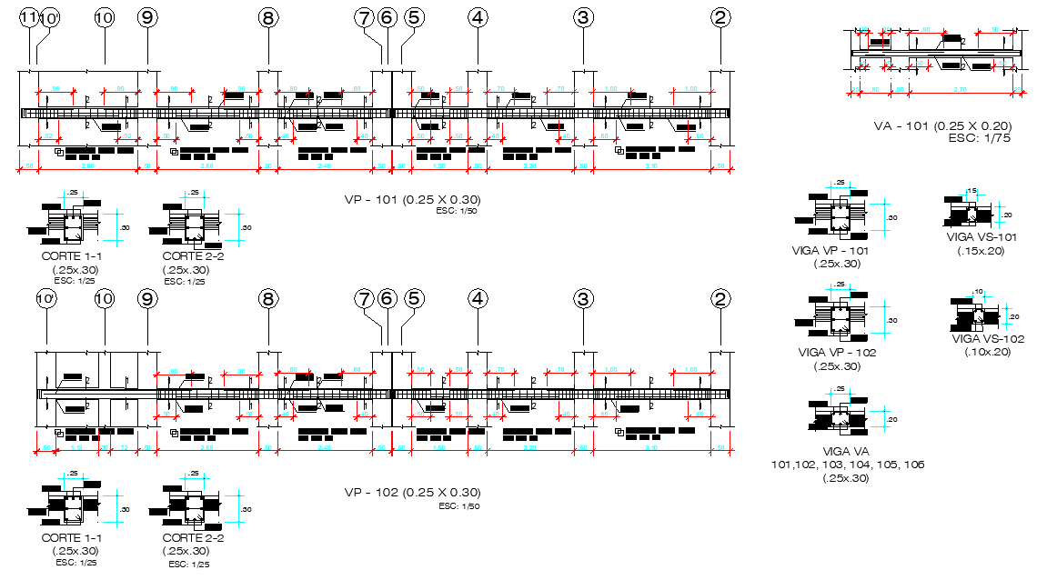 Beam section plan autocad file