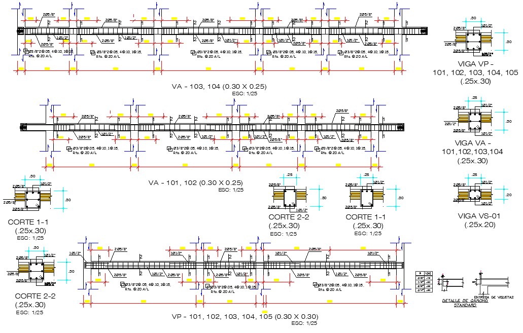Beam section plan detail dwg file