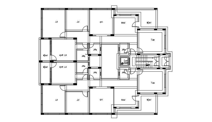Beam Detail Of 40x25 Meter 3 BHK Apartment Plan AutoCAD File