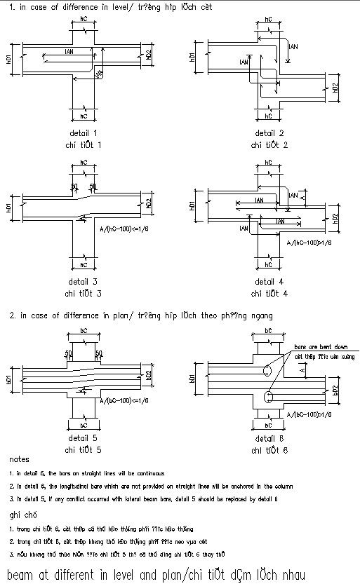 Beam at different in level and plan