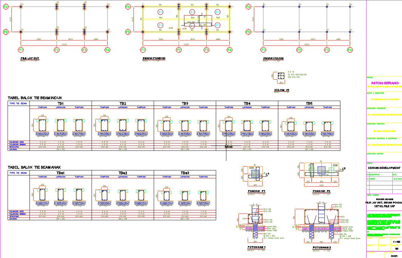 Beam & column and pile layout plan design is given in AutoCAD 2D drawing, CAD file, dwg file