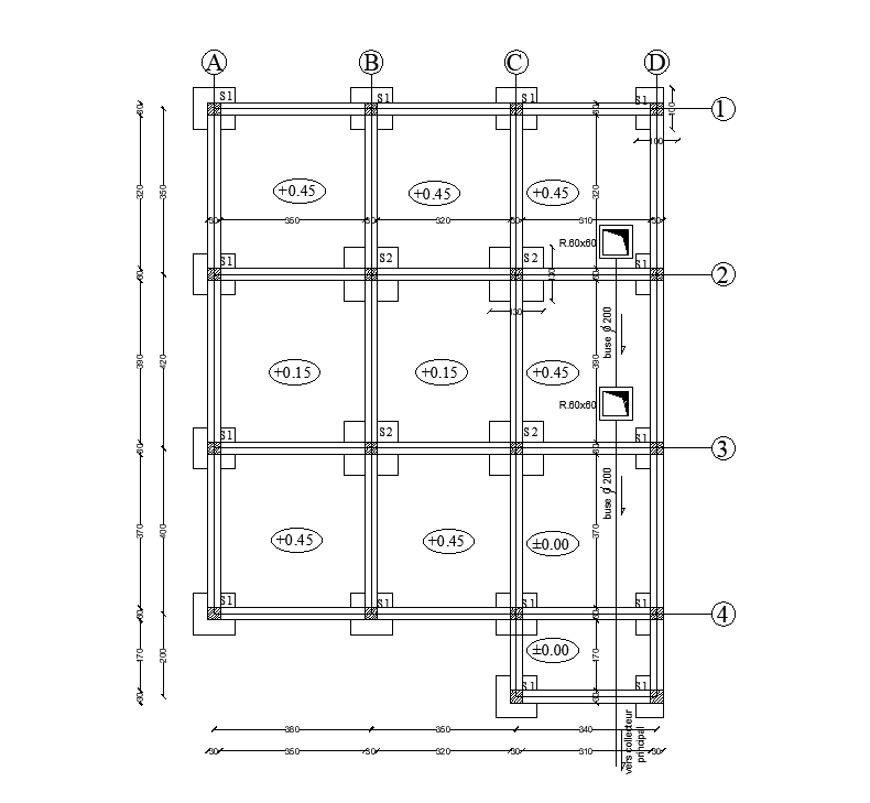 Beam column detail floor plan drawing is presented in this AutoCAD file. Download this 2d AutoCAD drawing file.