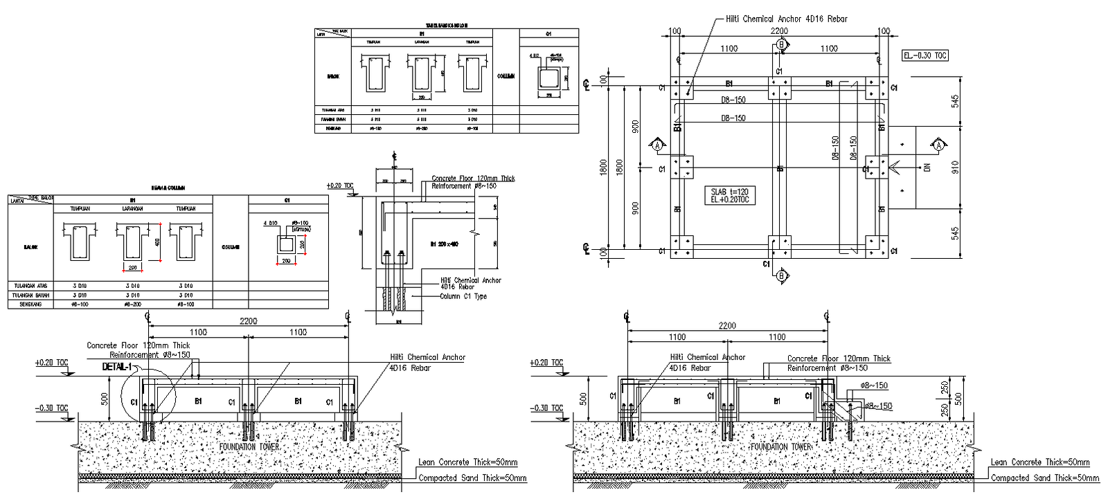 Beam column reinforcement details.Download DWg file.