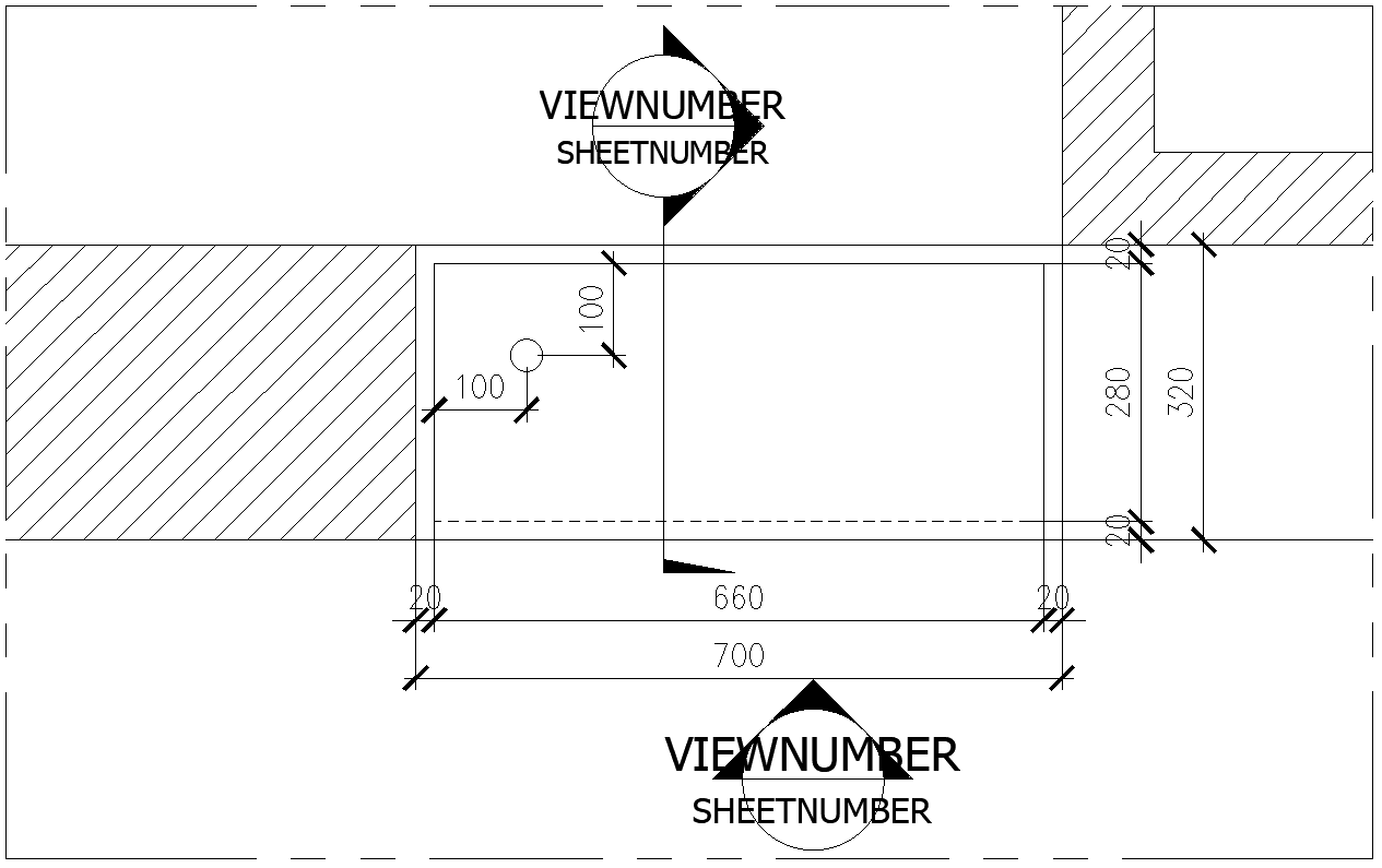Beam design with dimensions in 2D plan DWG AutoCAD drawing