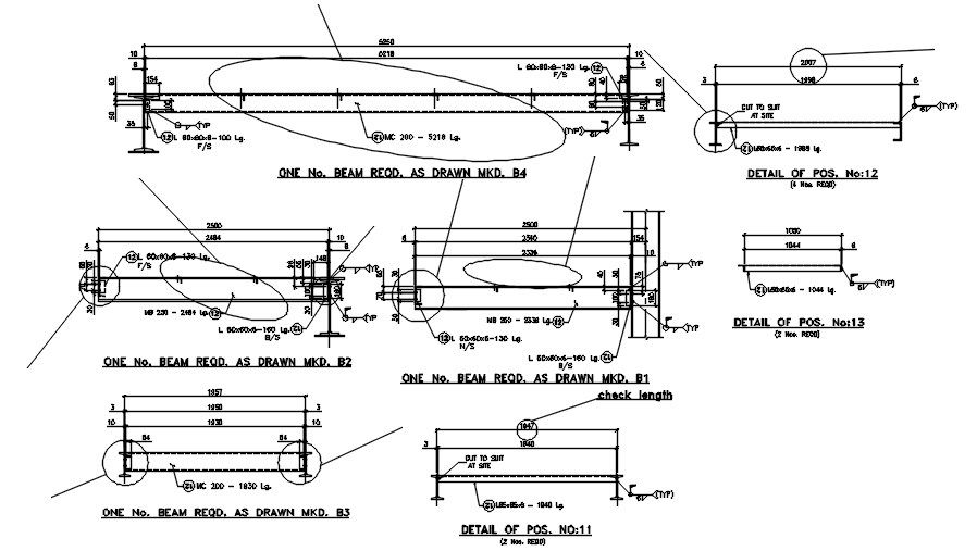 Beam detailed drawing is given in this 2D AutoCAD DWG drawing. Download the AutoCAD 2D DWG file.