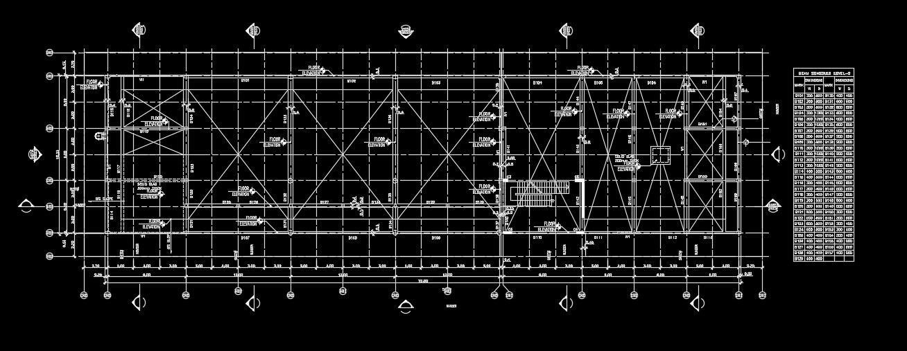 Beam layout of the 73x19m industrial plan