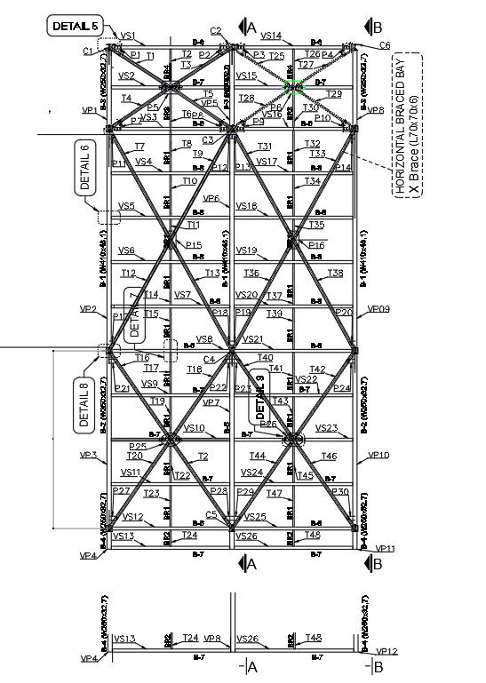 Beam layout plan details in AutoCAD 2D drawing, CAD file, dwg file