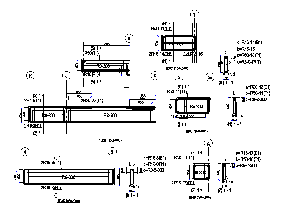 Beam on grid line details are given for 23x14m apartment building is given in this Autocad drawing file. Download now.