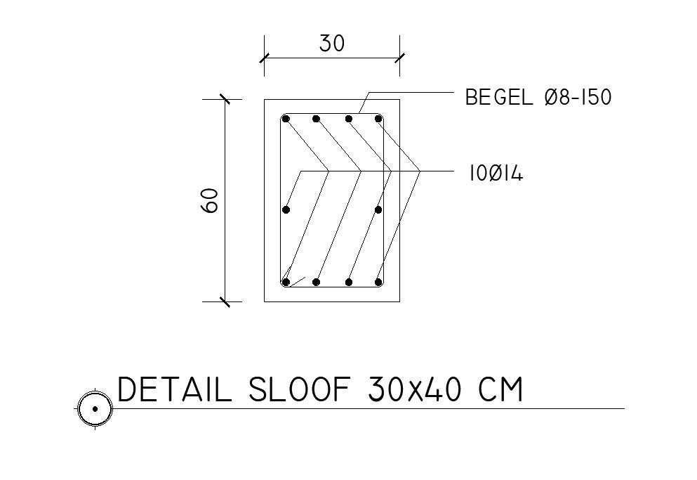 Beam reinforcement detail design in AutoCAD 2D drawing, CAD file, dwg file
