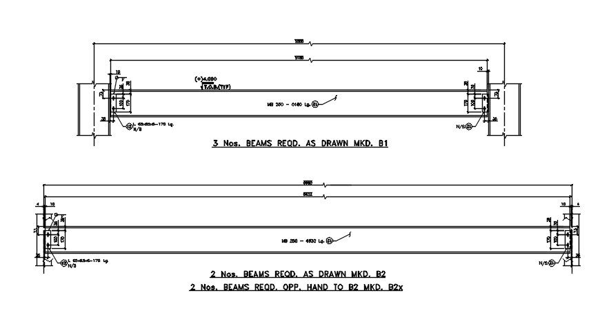 Beam requirement details as per drawing and typical section details are provided in this AutoCAD DWG drawing. Download the AutoCAD 2D DWG file.