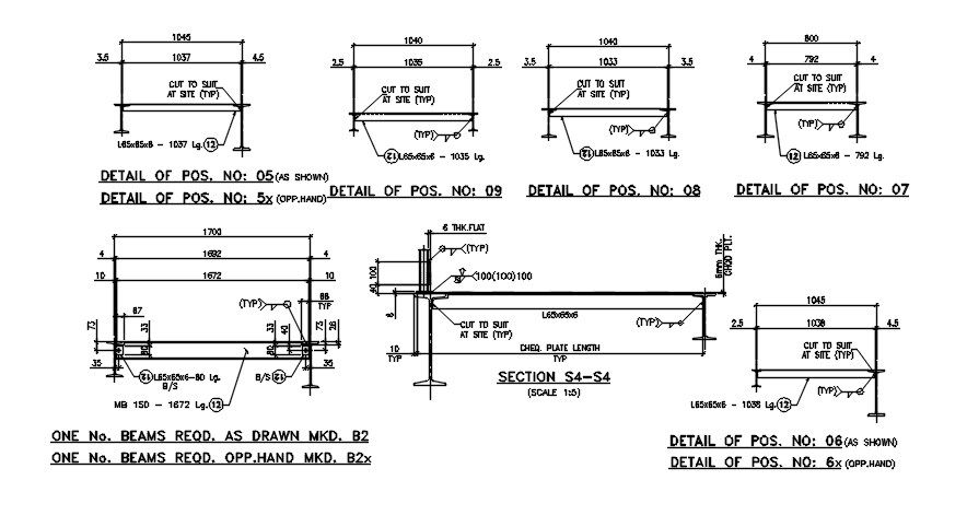 Beams detailed drawings are provided in this 2D AutoCAD DWG drawing.Download the AutoCAD 2D DWG file.