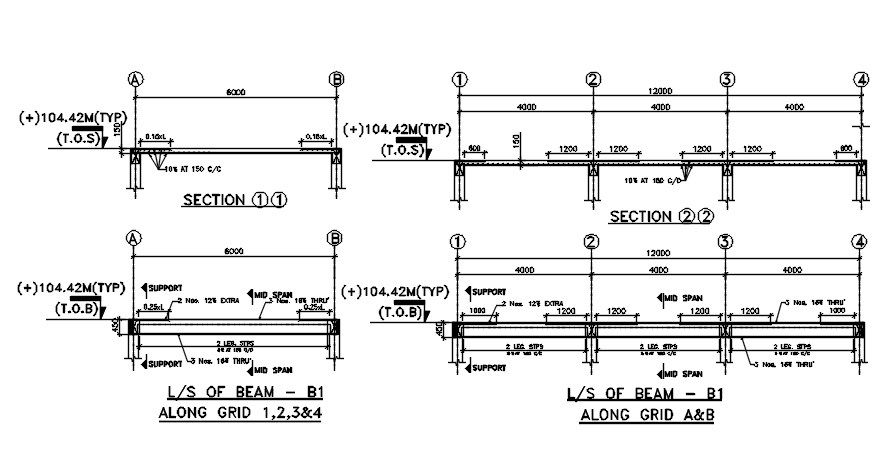 Beam section detail drawing.Download cad DWG file | CADBULL