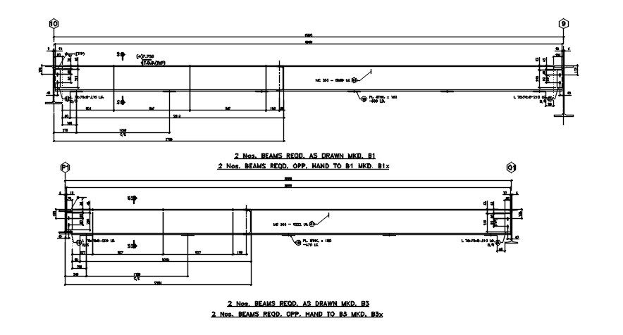 Beam typical section detail Autocad 2D DWG file|CADBULL