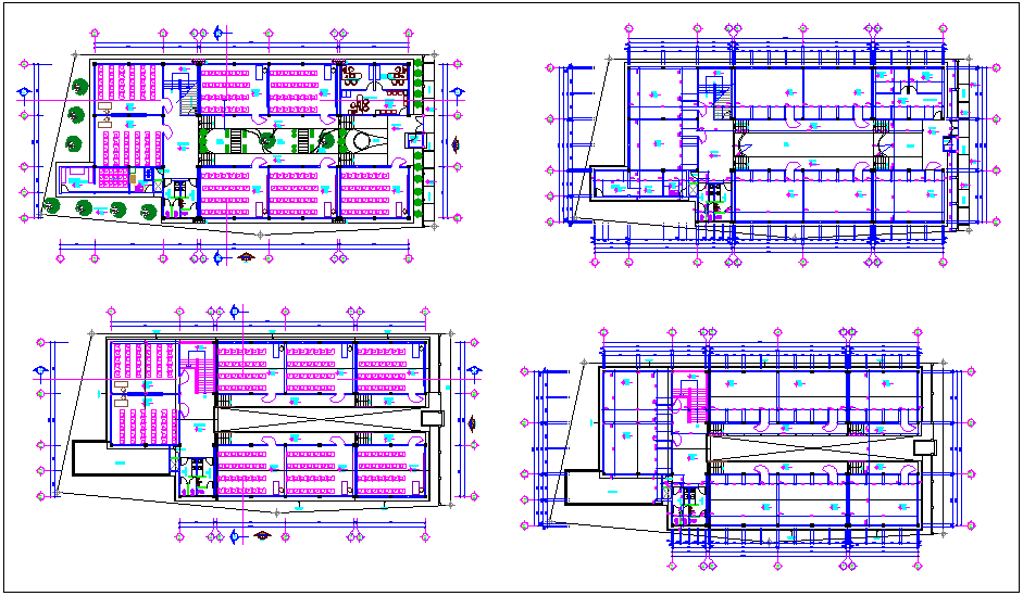 Beautiful floor view of school with villa dwg file