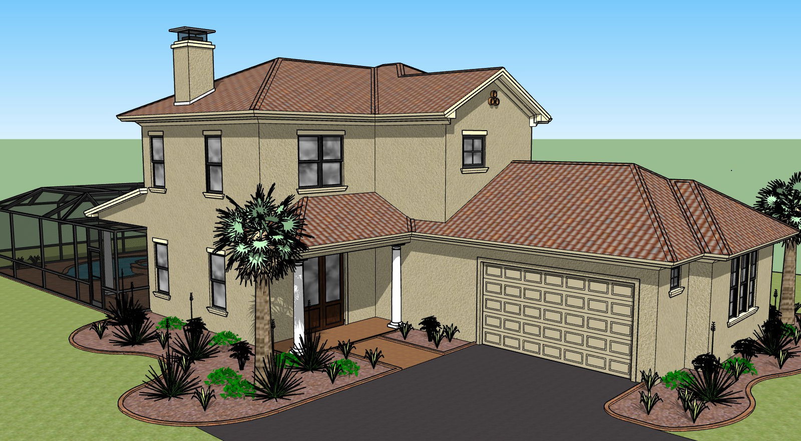 Beautiful house with a glass covered swimming pool