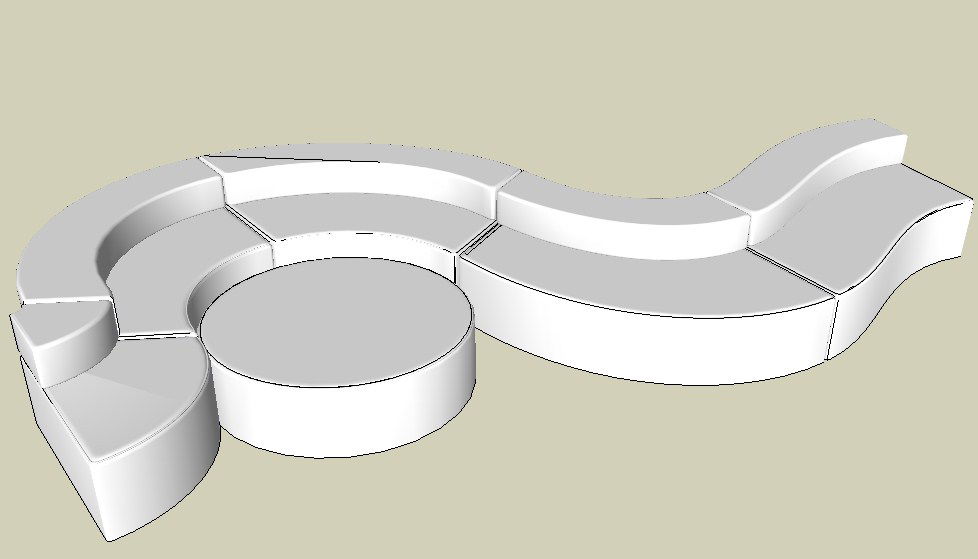 Beautiful long sofa set 3d model cad drawing details skp file