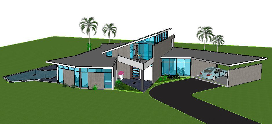 Beautiful luxuries villa building 3d model cad drawing details skp file