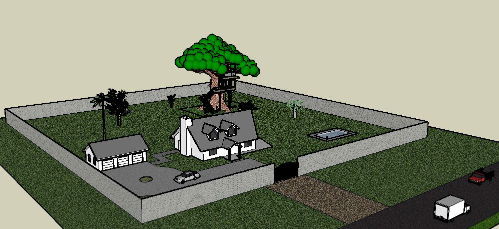 Beautiful one family house 3d model cad drawing details skp file