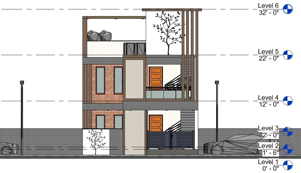 Beautiful 3d house Front section view Revit file.Download this drawing Revit file on cadbull.com free.