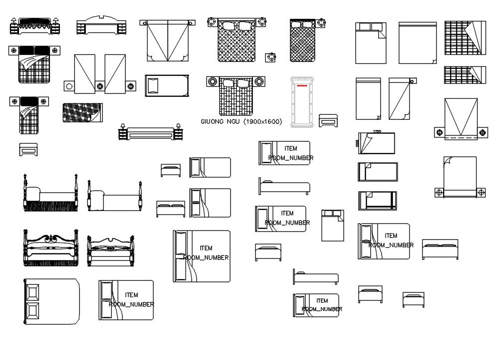 Bed Furniture CAD Blocks