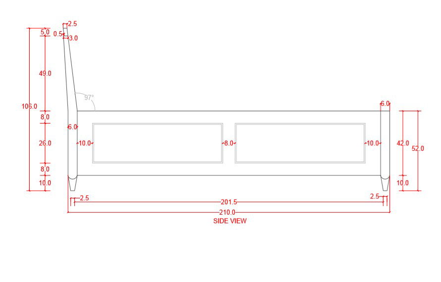 Bed Matters Size 200x198x50 Cm Side Elevation For Design With PDF File