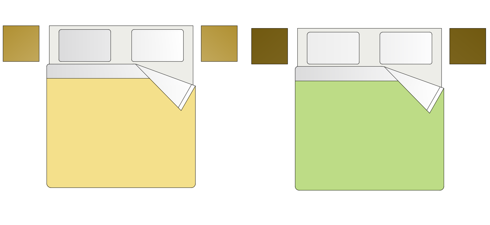 Bed plan with block of furniture view dwg file