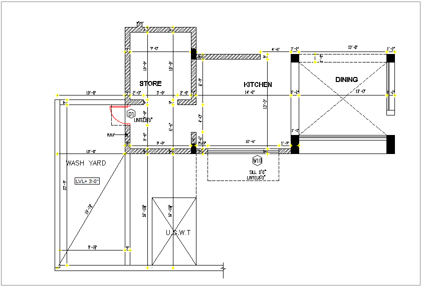 Bed room plan and elevation view detail dwg file