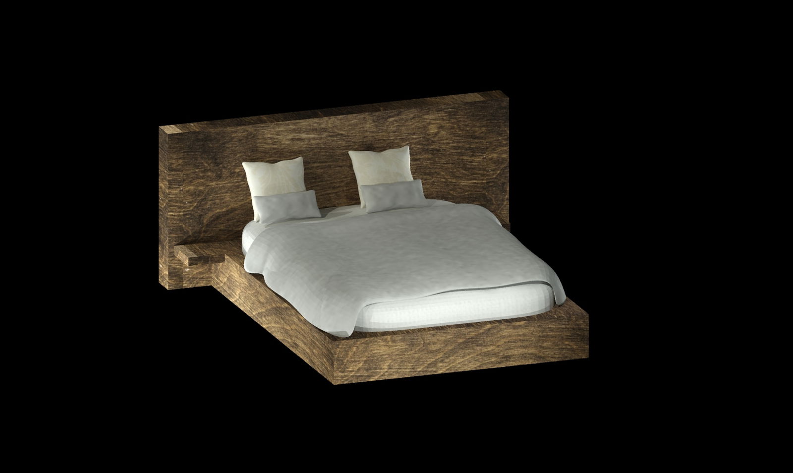 Wooden Bed AutoCAD Drawing File with Detailed Design