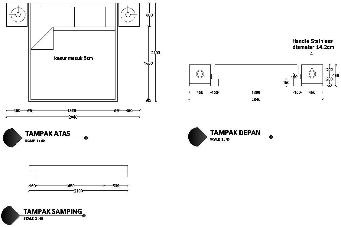 AutoCAD Bed Design Details in DWG File for CAD Planning