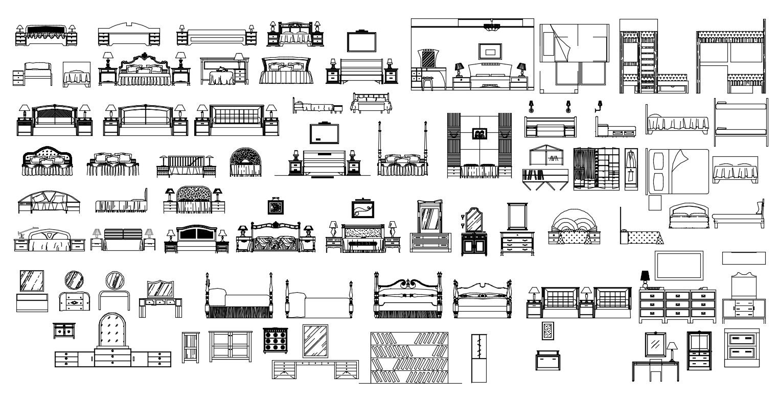 Bedroom Furniture AutoCAD Blocks Download DWG File