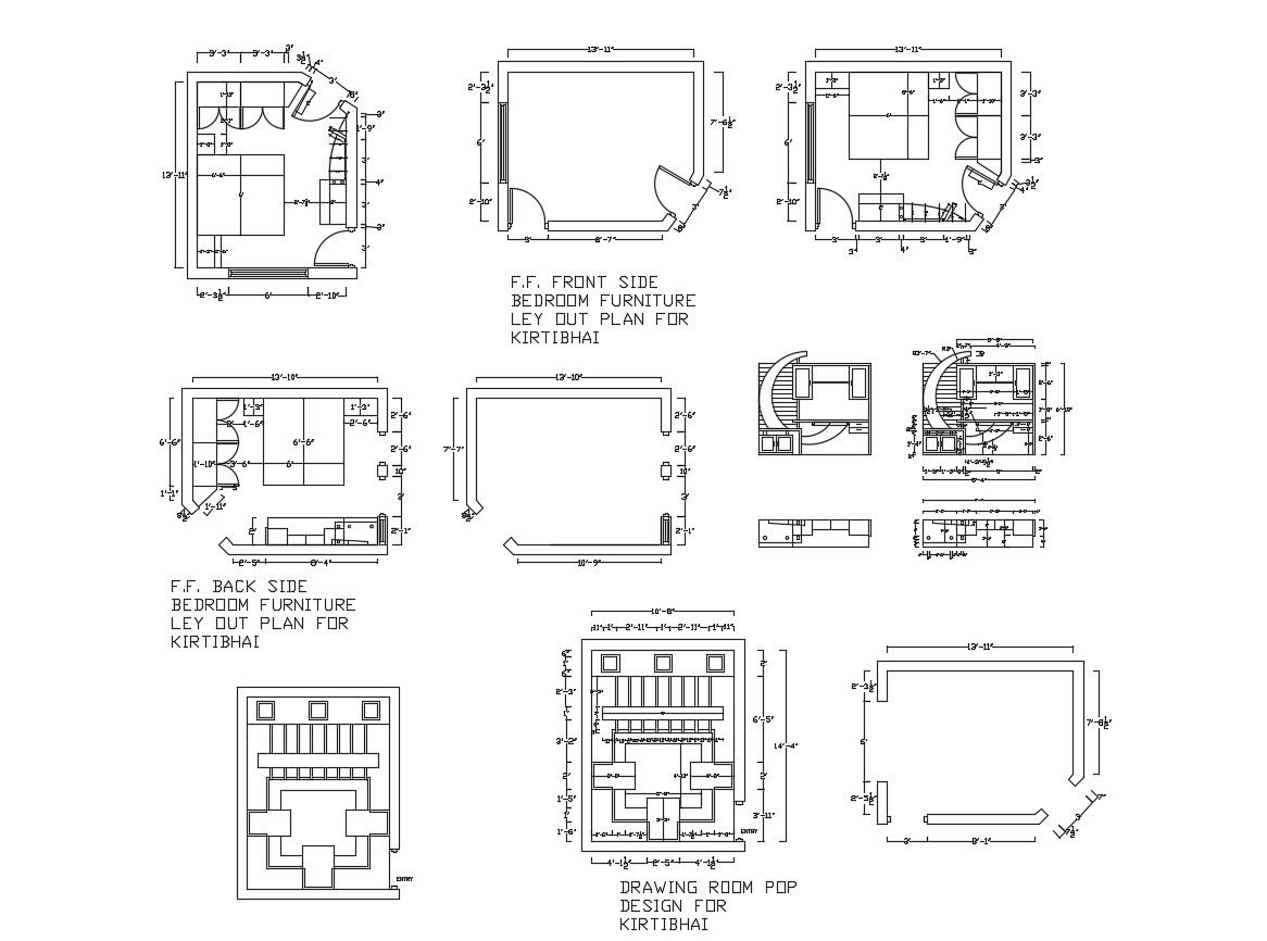 Bedroom layout,ceiling layout in autocad