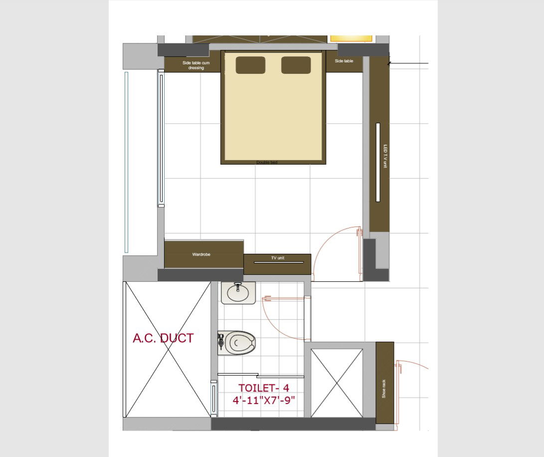 Bedroom with attached toilet layout plan details pdf file