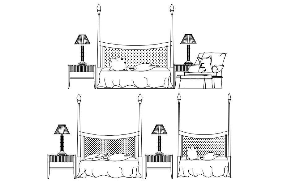 Bedroom CAD blocks in AutoCAD 2D, dwg file, CAD file