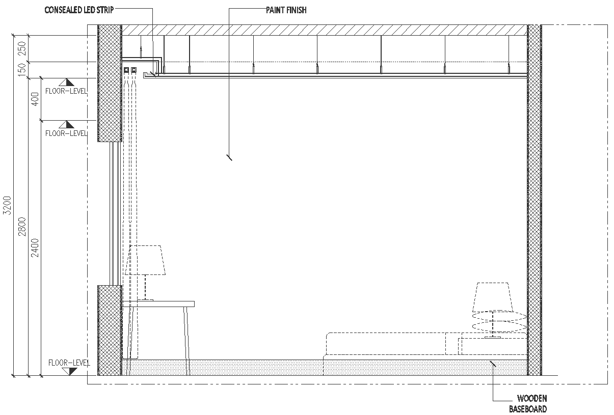 Bedroom Concealed LED Strip Detail DWG AutoCAD file