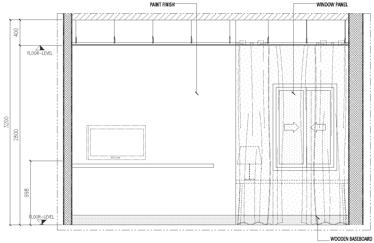 Bedroom Window panel and Paint finish detail DWG AutoCAD file